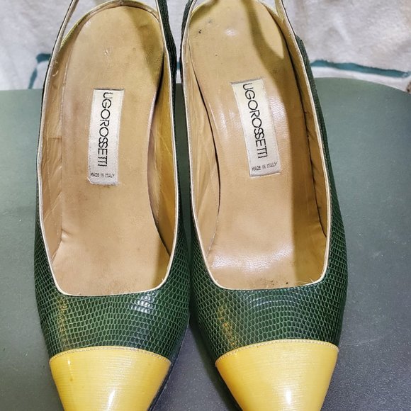UGO ROSSETTI Italian Sling Back 2 Tone 3 1/4" Heel Dress Pump Shoe SIZE 5 - Picture 1 of 6